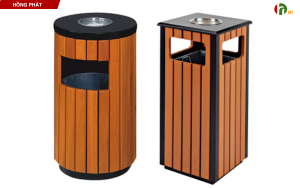WOODEN TRASH BIN