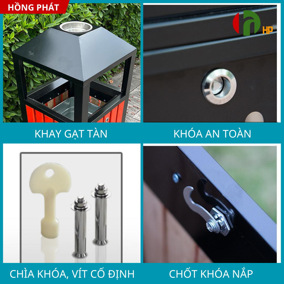 Thùng rác gỗ nhựa ngoài trời - VHP-HS-002