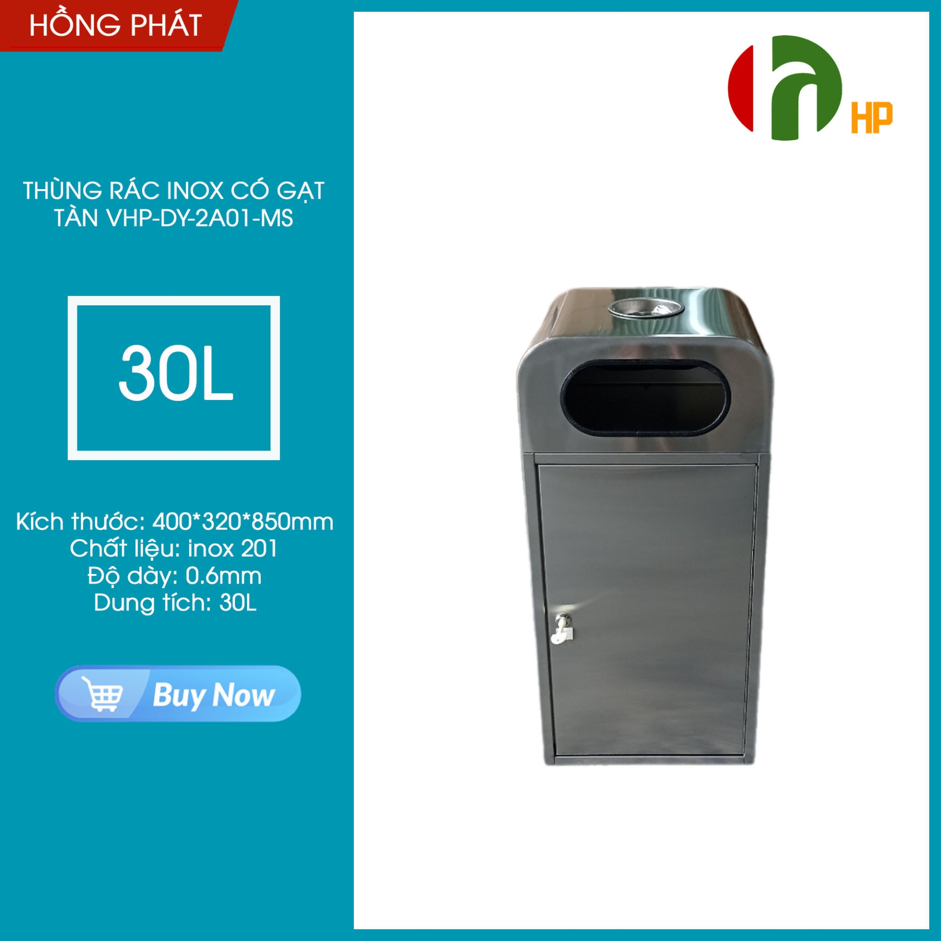 THÙNG RÁC CÓ KHAY GẠT TÀN VHP-DY-2A01-MS