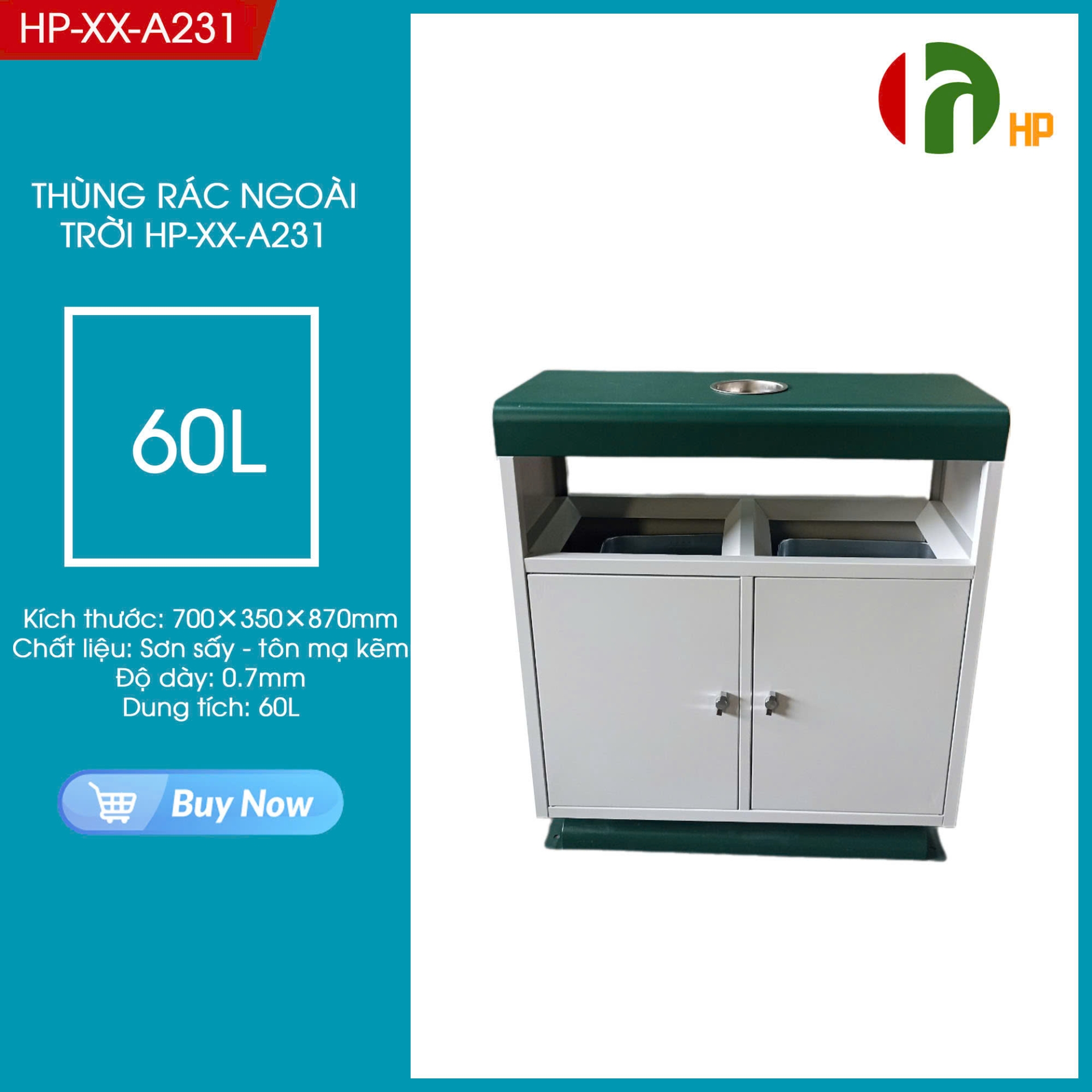 THÙNG RÁC NGOÀI TRỜI 2 NGĂN HP-XX-A231