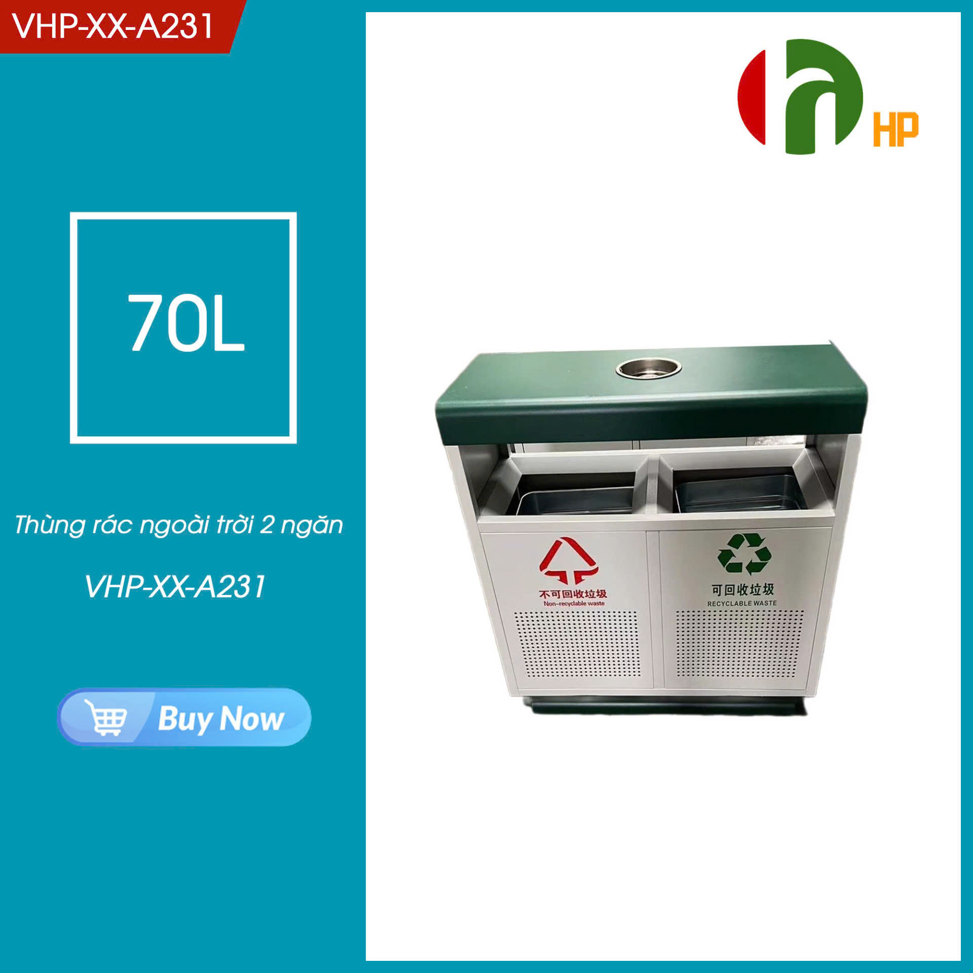 THÙNG RÁC NGOÀI TRỜI 2 NGĂN HP-XX-A231