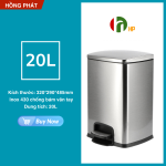 Thùng rác inox có đạp chân phủ nano chống bám bụi bẩn, nắp đậy kín dung tích 30L trong nhà - VHP-YS-B-105