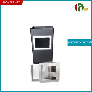 Stainless steel trash can with ashtray VHP-JZG-A-083-B