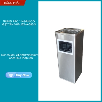 Stainless steel trash can with ashtray VHP-JZG-A-083-B