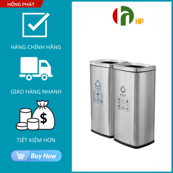 Stainless steel trash can with 2 open lids HP-YS-B-128A