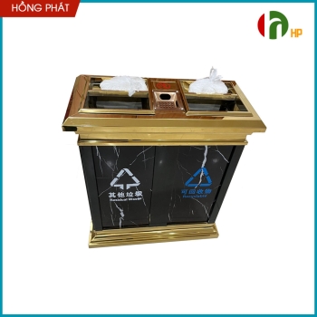 GOLD-Plated Stainless Steel Trash Bin with 2 Compartments VHP-JZG-A27