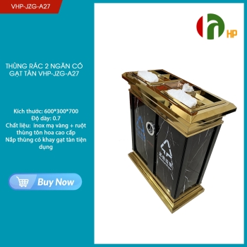 GOLD-Plated Stainless Steel Trash Bin with 2 Compartments VHP-JZG-A27