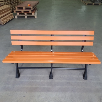 Garden bench with wooden back, plastic wood / park chair VHP-LC-003